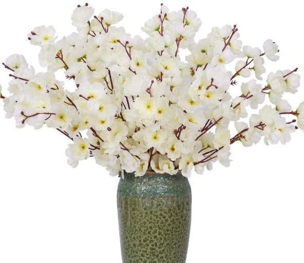 Nettenevime Nettenevime Yapay Çiçek Bahardalı Japon Kiraz Çiçeği 9 Dallı 40cm Beyaz - Resim 5