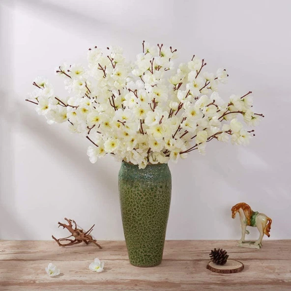 Nettenevime Nettenevime Yapay Çiçek Bahardalı Japon Kiraz Çiçeği 9 Dallı 40cm Beyaz - Resim 7