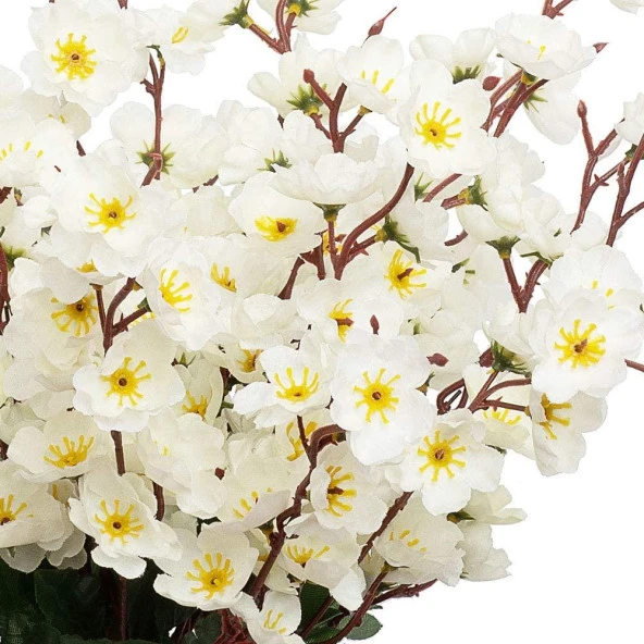 Nettenevime Nettenevime Yapay Çiçek Bahardalı Japon Kiraz Çiçeği 9 Dallı 40cm Beyaz - Resim 9