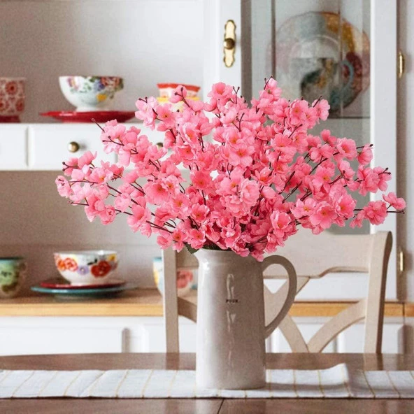 Nettenevime Yapay Çiçek Bahardalı Japon Kiraz Çiçeği 9 Dallı 40cm Pambe Açık - Resim 5