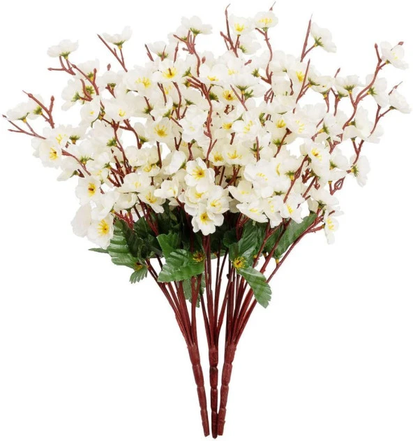 Nettenevime Nettenevime Yapay Çiçek Bahardalı Japon Kiraz Çiçeği 9 Dallı 40cm Beyaz - Resim 11