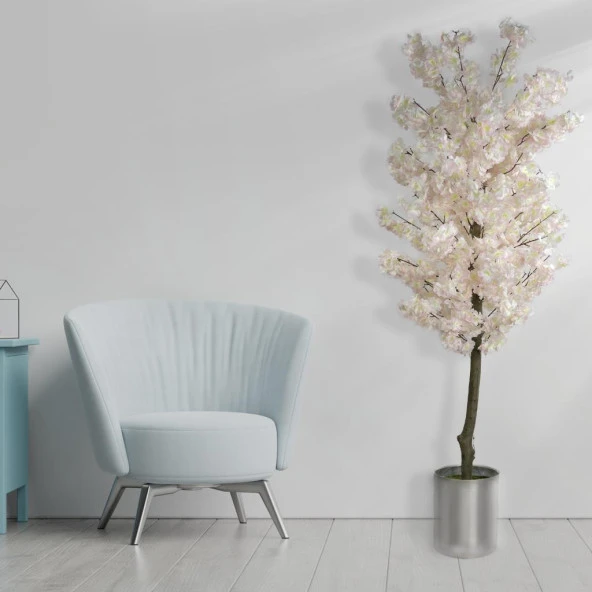 Nettenevime Yapay Ağaç Japon Kiraz Çiçeği Bahardalı Ağacı Gür Yapraklı Pembe Açık 170cm - Resim 2