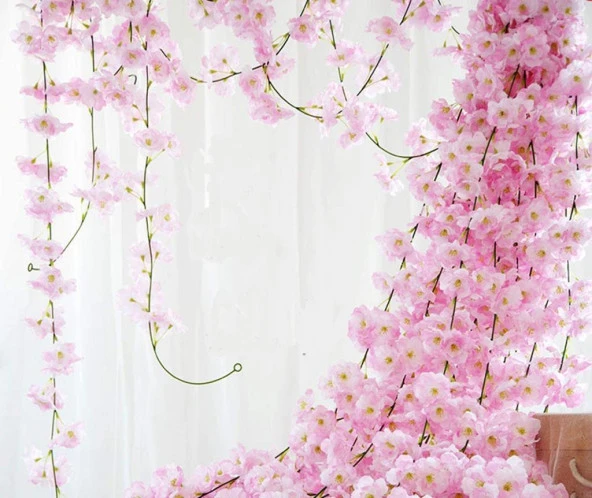 Nettenevime Yapay Çiçek Bahardalı 180cm Dolanabilen Model Japon Kiraz Çiçeği Pembe Açık - 10