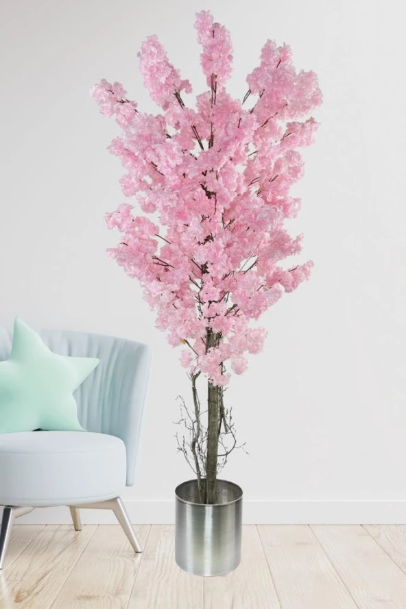 Nettenevime Yapay Ağaç Japon Kiraz Çiçeği Bahardalı Ağacı Gür Yapraklı Pembe 180cm - Resim 5