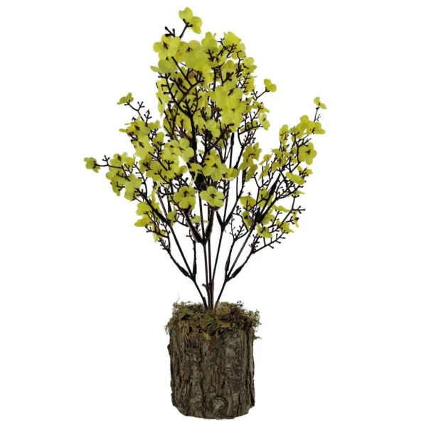 Nettenevime Yapay Çiçek Ahşap Kütük Saksılı Sarı Mineli Bahardalı Dilek Ağacı Dekoratif Çiçek ürün görseli 1