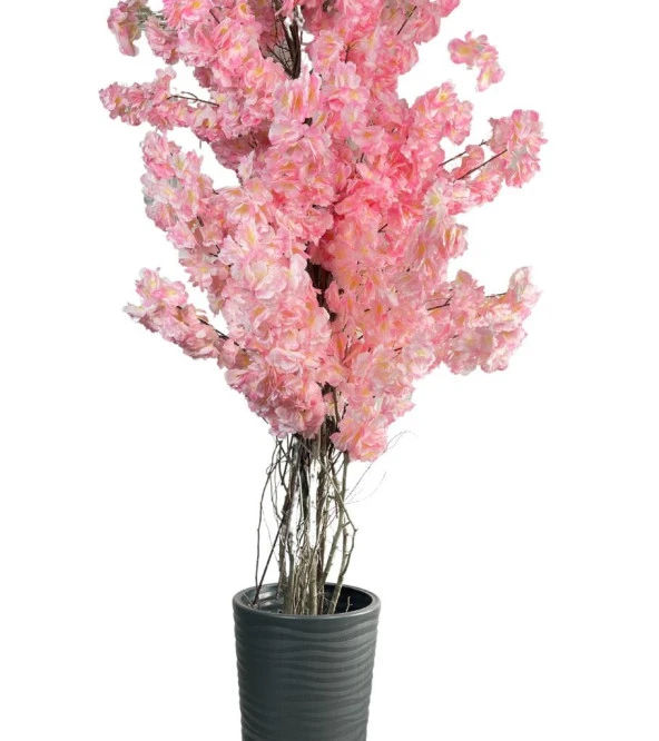 Nettenevime Yapay Ağaç Pembe Sakura Bahardalı Ağacı Siyah Uzun Kumsal Vazoda 200cm - 3