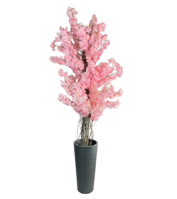 Nettenevime Yapay Ağaç Pembe Sakura Bahardalı Ağacı Siyah Uzun Kumsal Vazoda 200cm - 6
