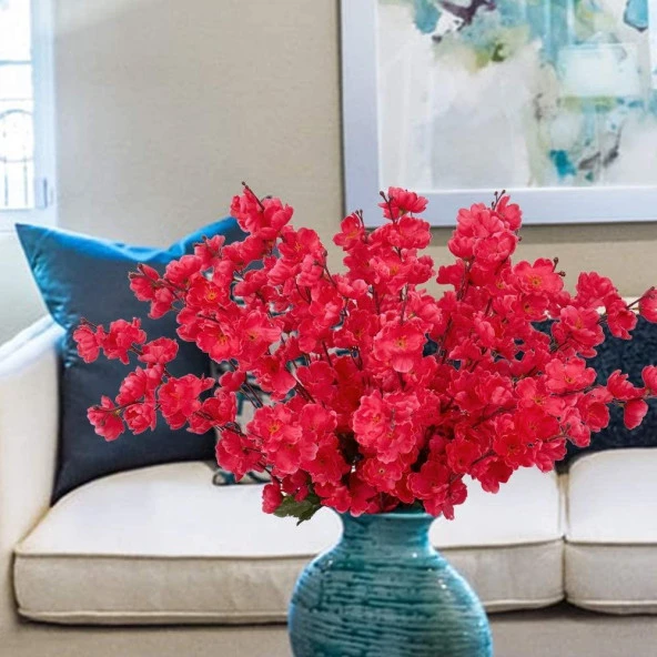 Nettenevime Yapay Çiçek Bahardalı Japon Kiraz Çiçeği 7 Dallı 57cm Fuşya - Resim 2