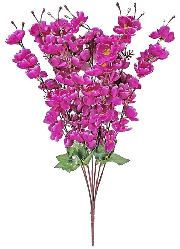 Nettenevime Yapay Çiçek Bahardalı Japon Kiraz Çiçeği 7 Dallı 57cm Mor
