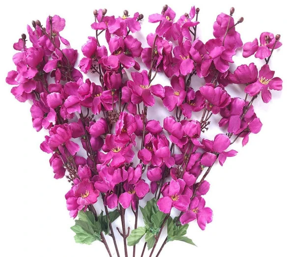 Nettenevime Yapay Çiçek Bahardalı Japon Kiraz Çiçeği 7 Dallı 57cm Mor - 4