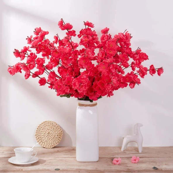 Nettenevime Yapay Çiçek Bahardalı Japon Kiraz Çiçeği 7 Dallı 57cm Fuşya - Resim 5