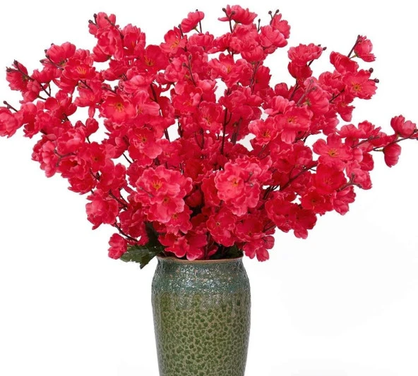 Nettenevime Yapay Çiçek Bahardalı Japon Kiraz Çiçeği 7 Dallı 57cm Fuşya - Resim 7