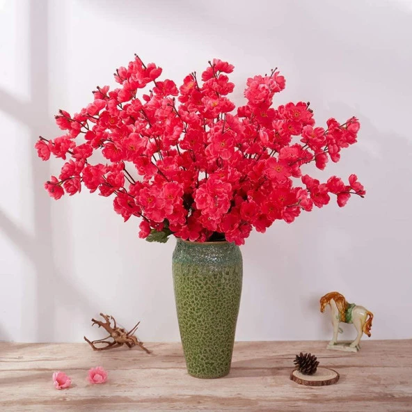 Nettenevime Yapay Çiçek Bahardalı Japon Kiraz Çiçeği 7 Dallı 57cm Fuşya - Resim 8