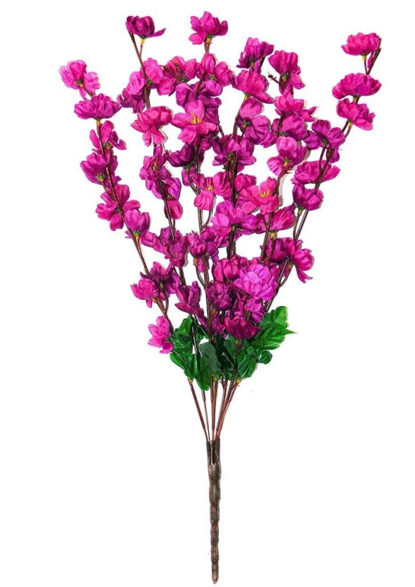 Nettenevime Yapay Çiçek Bahardalı Japon Kiraz Çiçeği 7 Dallı 57cm Mor - 7