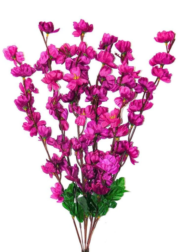 Nettenevime Yapay Çiçek Bahardalı Japon Kiraz Çiçeği 7 Dallı 57cm Mor - 8