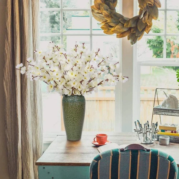 Nettenevime Yapay Çiçek Bahardalı Japon Kiraz Çiçeği 7 Dallı 57cm Beyaz - Resim 4