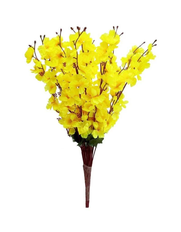 Nettenevime Yapay Çiçek Bahardalı Japon Kiraz Çiçeği 7 Dallı 57cm Sarı
