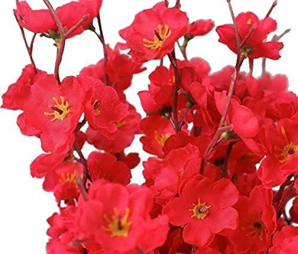 Yapay Çiçek Bahardalı Japon Kiraz Çiçeği 7 Dallı 57cm Kırmızı - 2