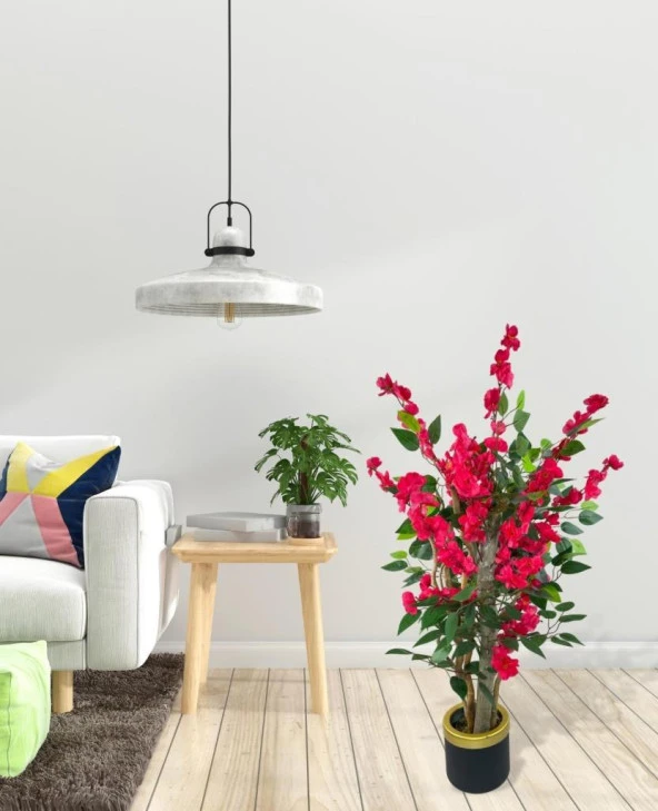 Nettenevime Yapay Ağaç Fuşya Bahardalı Elma Çiçeği Ağacı100cm Yeşil Yapraklı - Resim 2