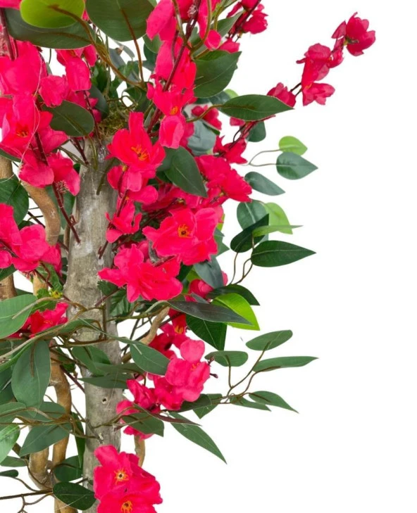 Nettenevime Yapay Ağaç Fuşya Bahardalı Elma Çiçeği Ağacı100cm Yeşil Yapraklı - Resim 3