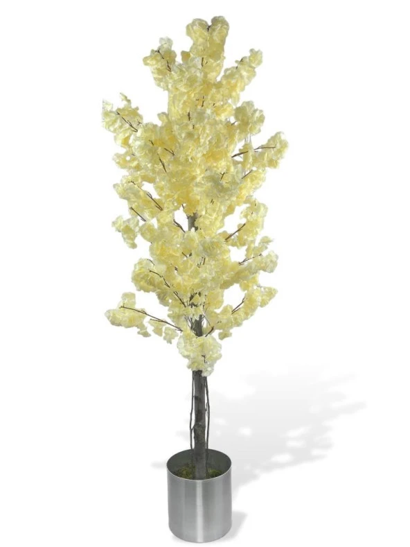 Nettenevime Yapay Ağaç Japon Kiraz Çiçeği Bahardalı Ağacı Galvaniz Saksıda Şampanya Renkli 180cm ürün görseli 1