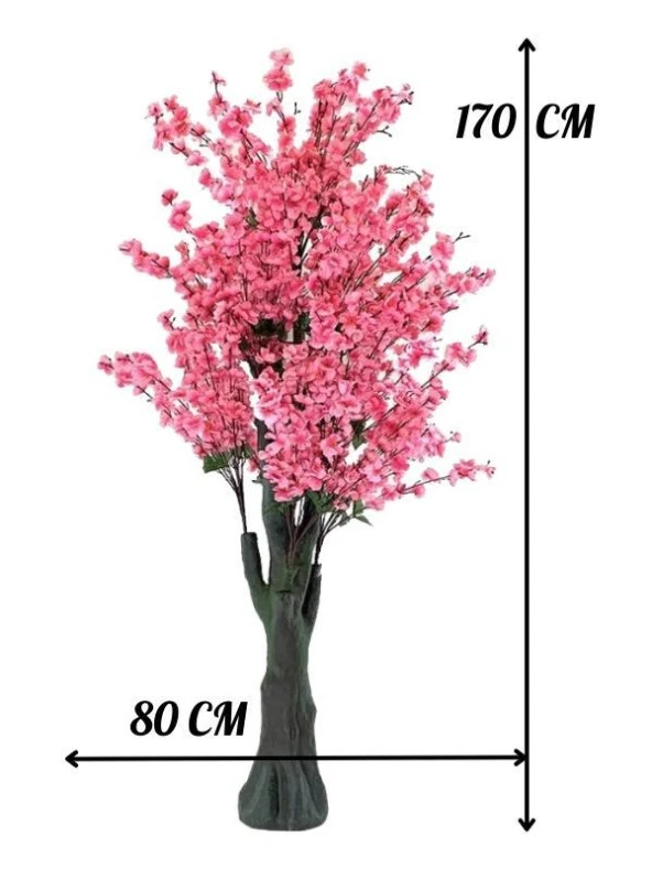 Nettenevime Yapay Ağaç Pembe Japon Kiraz Çiçeği Hazır Gövdeli Bahardalı Ağacı 170 cm Sakura Çiçeği - Resim 2