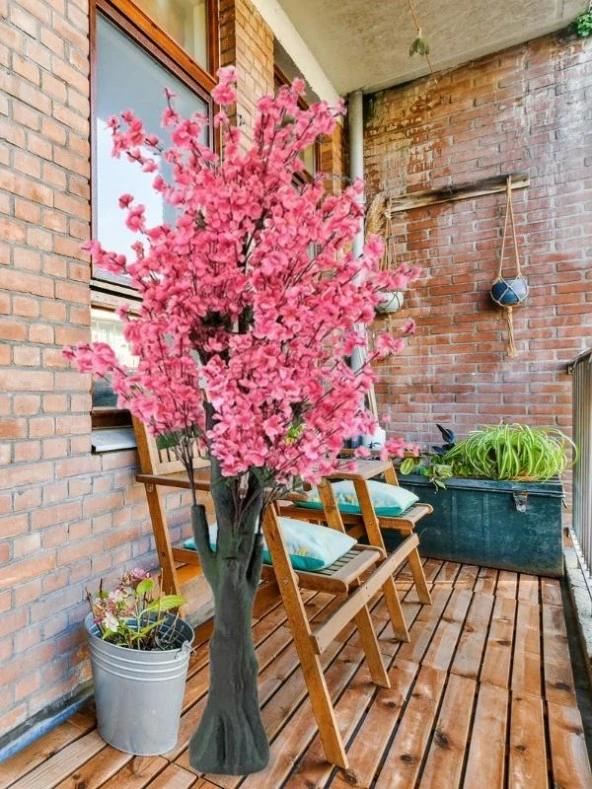 Nettenevime Yapay Ağaç Pembe Japon Kiraz Çiçeği Hazır Gövdeli Bahardalı Ağacı 170 cm Sakura Çiçeği - Resim 5