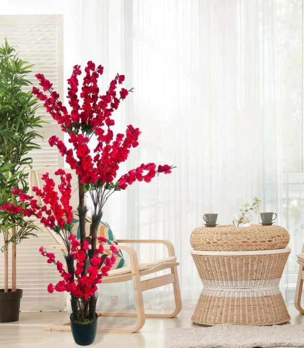 Nettenevime Yapay Ağaç Bahardalı Japon Kiraz Çiçeği 4Katlı FUŞYA 170*65cm - Resim 2