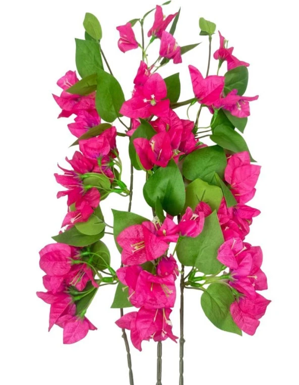 Nettenevime Yapay Çiçek 3Dal Begonvil Çiçeği Fuşya 80cm Tek Dal Bodrum Çiçeği Sarkan Çiçek - Resim 3