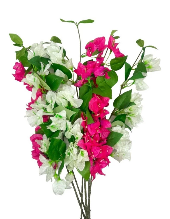 Nettenevime Yapay Çiçek 6Dal Mix Begonvil Çiçeği Fuşya Beyaz 80cm Tek Dal Bodrum Çiçeği Sarkan Çiçek ürün görseli
