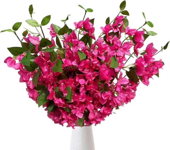 Nettenevime Yapay Çiçek 3Dal Begonvil Çiçeği Fuşya 80cm Tek Dal Bodrum Çiçeği Sarkan Çiçek - Resim 5