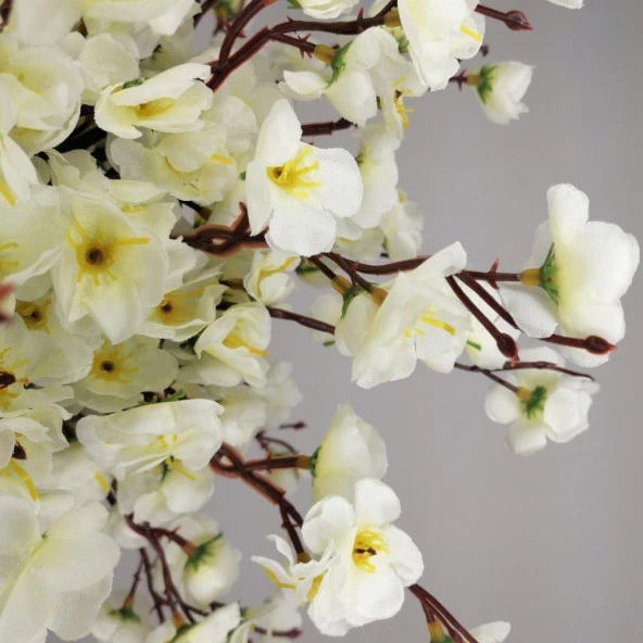 Nettenevime Yapay Ağaç Beyaz Bahar Dalı Japon Kiraz Çiçeği Beyaz Saksılı 90cm - Resim 4