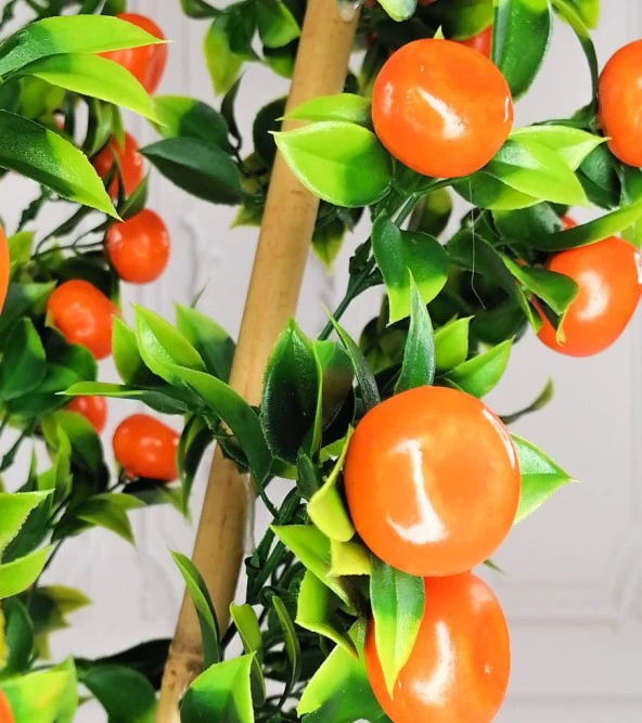 Nettenevime Yapay Ağaç Mandalina Ağacı 75CM Gür Yapraklı Gümüş Paslanmaz Aleminyum Saksılı - Resim 2