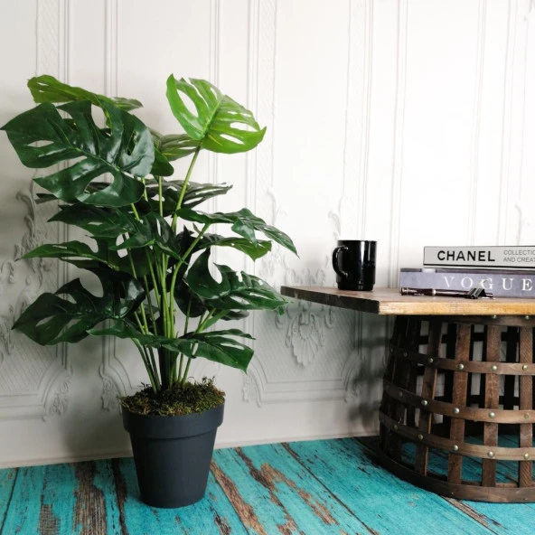 Nettenevime Yapay Ağaç Salon Bitkisi Monstera 60 cm 18 Yaprak Antrasit Saksıda - 2