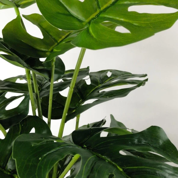 Nettenevime Yapay Ağaç Salon Bitkisi Monstera 60 cm 18 Yaprak Antrasit Saksıda - 3