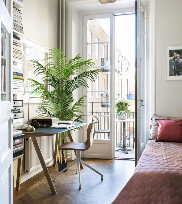 Nettenevime Yapay Ağaç Areka Ağacı Palmiye Ağacı Salon Bitkisi 195cm 16 Dev Yaprak - Resim 6