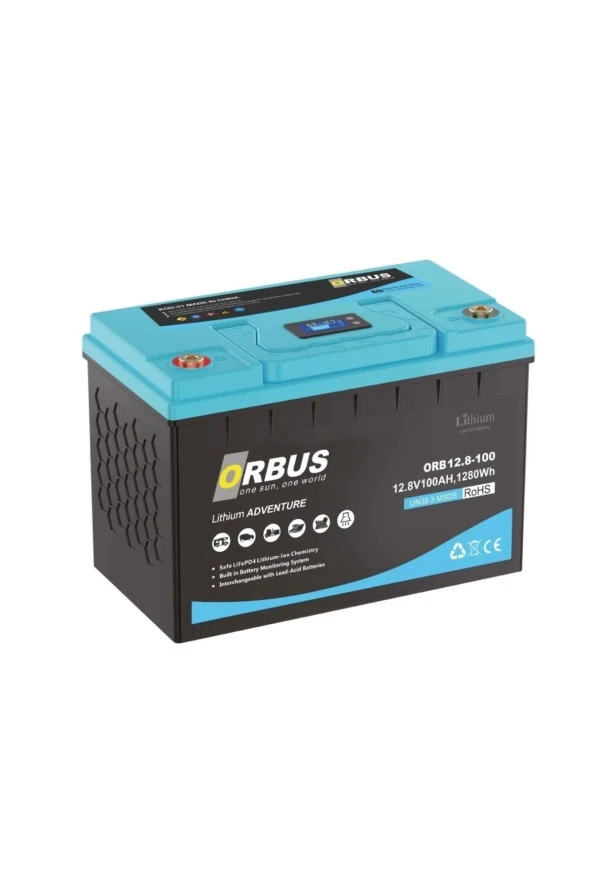 Orbus 12.8 V Volt 100 Amper Lityum Lifepo4 Akü