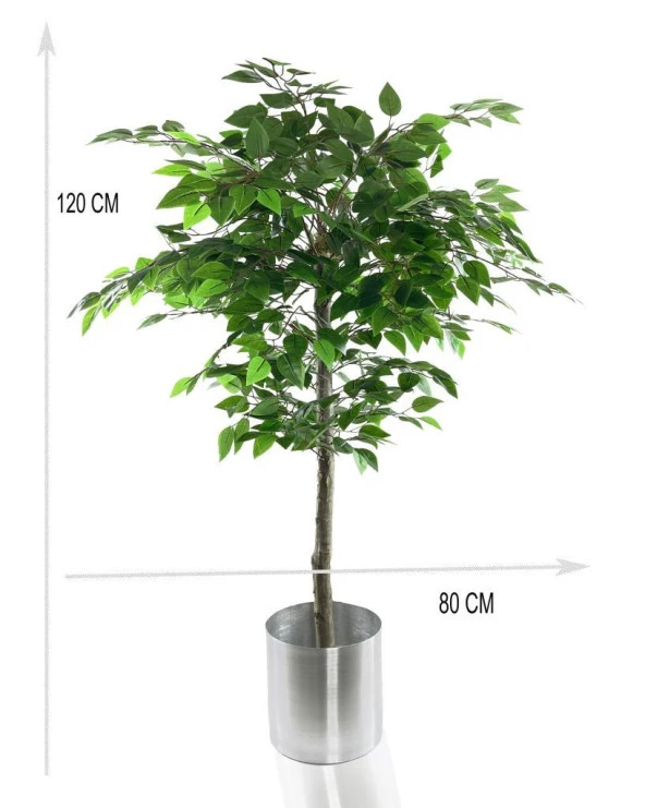 Nettenevime Yapay Ağaç Benjamin 120 cm 1.Kalite Paslanmaz Saksıda Yapay Çiçek Dekoru - Resim 2