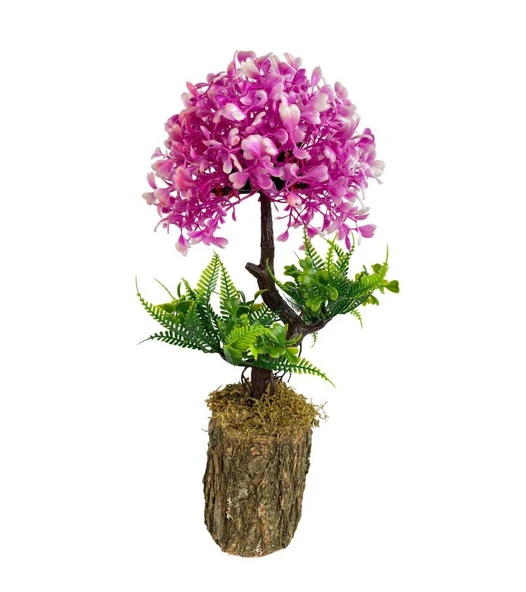Nettenevime Bonsai Dekoratif Yapay Ağaç Yarım Top Kafalı Lila Bonzai 30CM ürün görseli