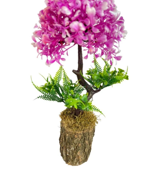 Nettenevime Bonsai Dekoratif Yapay Ağaç Yarım Top Kafalı Lila Bonzai 30CM - Resim 3