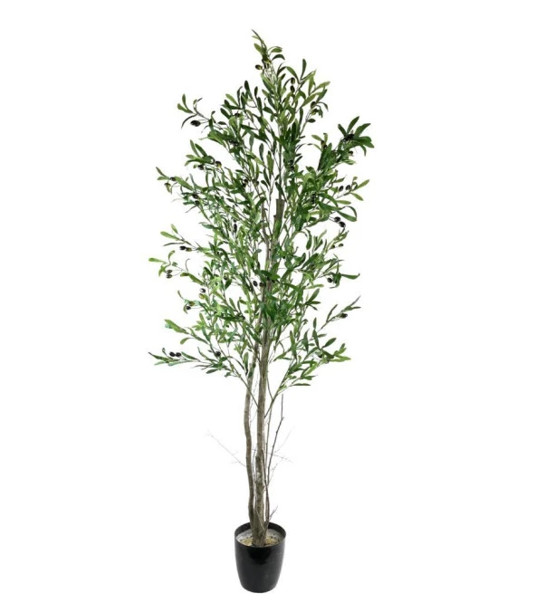 Nettenevime Yapay Zeytin Ağacı 190cm 2 Gövdeli Çalılı Doğal Gerçek Görünümlü Yapay Ağaç
