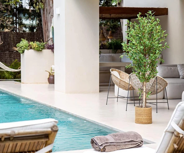 Nettenevime Yapay Zeytin Ağacı 190cm 2 Gövdeli Çalılı Doğal Gerçek Görünümlü Yapay Ağaç - 4