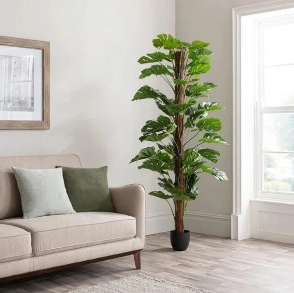 Nettenevime Yapay Çiçek Monstera Salon Sarmaşığı  Tropik Salon Bitkisi Yapay Ağaç 150cm