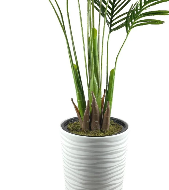 Nettenevime Yapay Ağaç Areka Ağacı Beyaz Uzun Kumsal Vazoda Palmiye Ağacı Yapay Areka 190cm - Resim 5