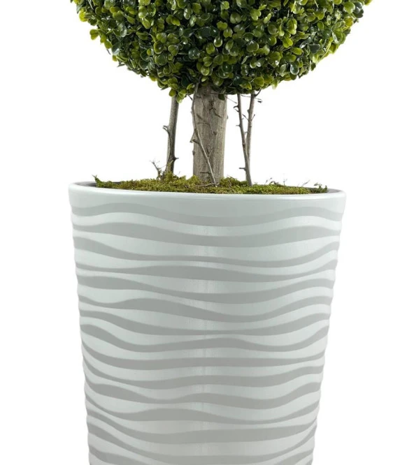 Nettenevime Yapay Ağaç Beyaz Uzun Kumsal Vazoda Şimşir Top 2 Toplu 130cm - Resim 5