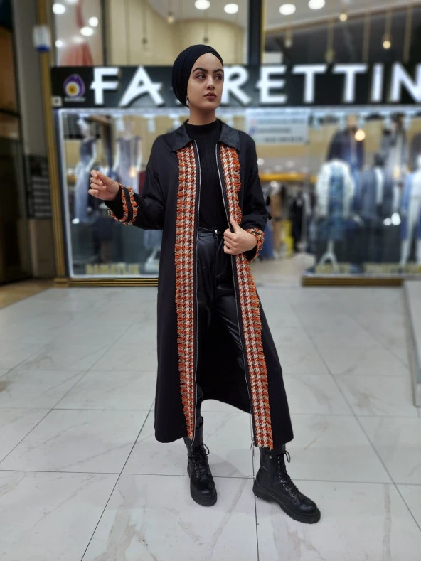 39410 Tüvit Detaylı Fermuarlı Pardesü - 2