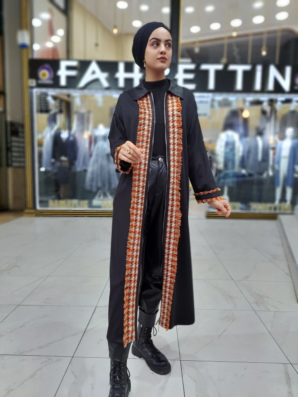 39410 Tüvit Detaylı Fermuarlı Pardesü - 3