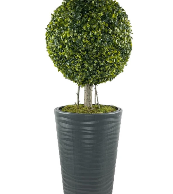 Nettenevime Yapay Ağaç Antrasit Uzun Kumsal Vazoda Şimşir Top Tek Toplu 105cm - 2