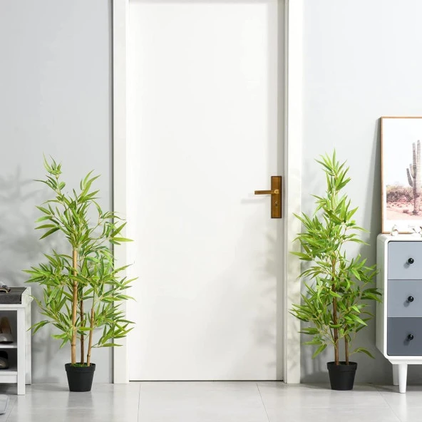 Nettenevime Yapay Ağaç Bambu Ağacı 3 Gövdeli 100*40cm Siyah Plastik Saksılı - 2