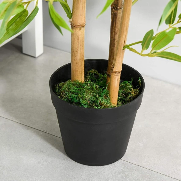 Nettenevime Yapay Ağaç Bambu Ağacı 3 Gövdeli 100*40cm Siyah Plastik Saksılı - 6